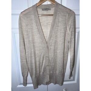 Loft Boyfriend Cardigan Women's Medium Cream Ribbed